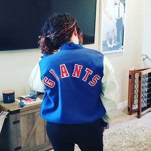 Vintage wool and leather giants jacket